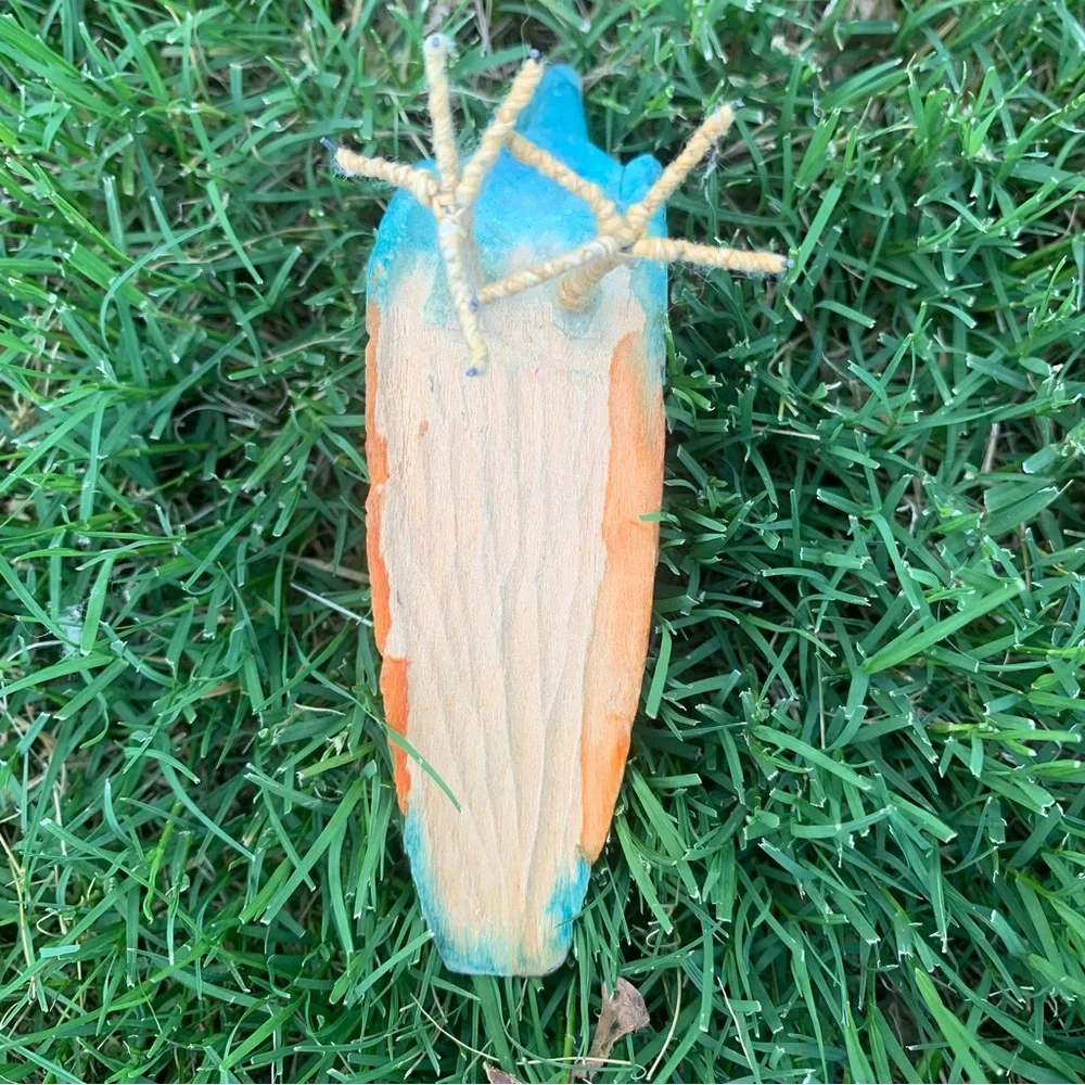 Bird Carved Colorful Wood Peacock Bird Figurine Vintage Decor